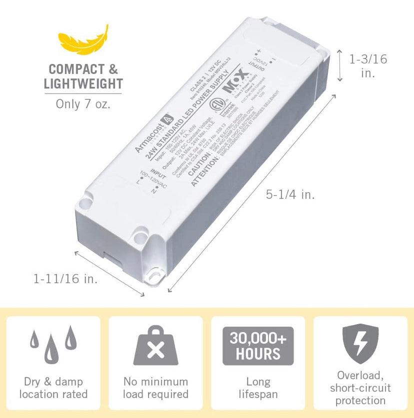 Armacost Lighting LED Power Supply 24-Watt Standard Driver 12-Volt Lighting Transformer
