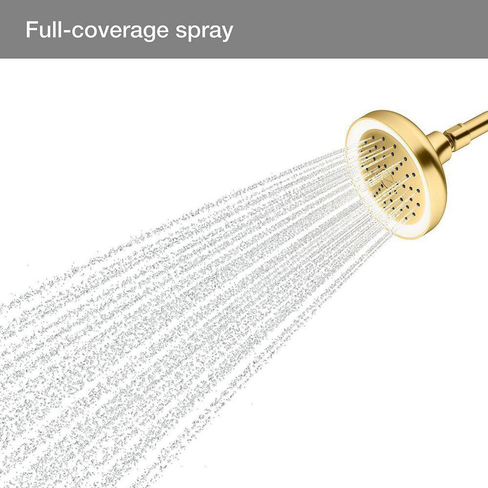 KOHLER Arise 1-Spray Pattern 5.6875 in. Lighted Wall Mount Fixed Shower Head in Vibrant Brushed Moderne Brass