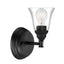 Hampton Bay Marsden 5.5 in. 1-Light Matte Black Transitional Wall Mount Sconce Light with Clear Glass Shade