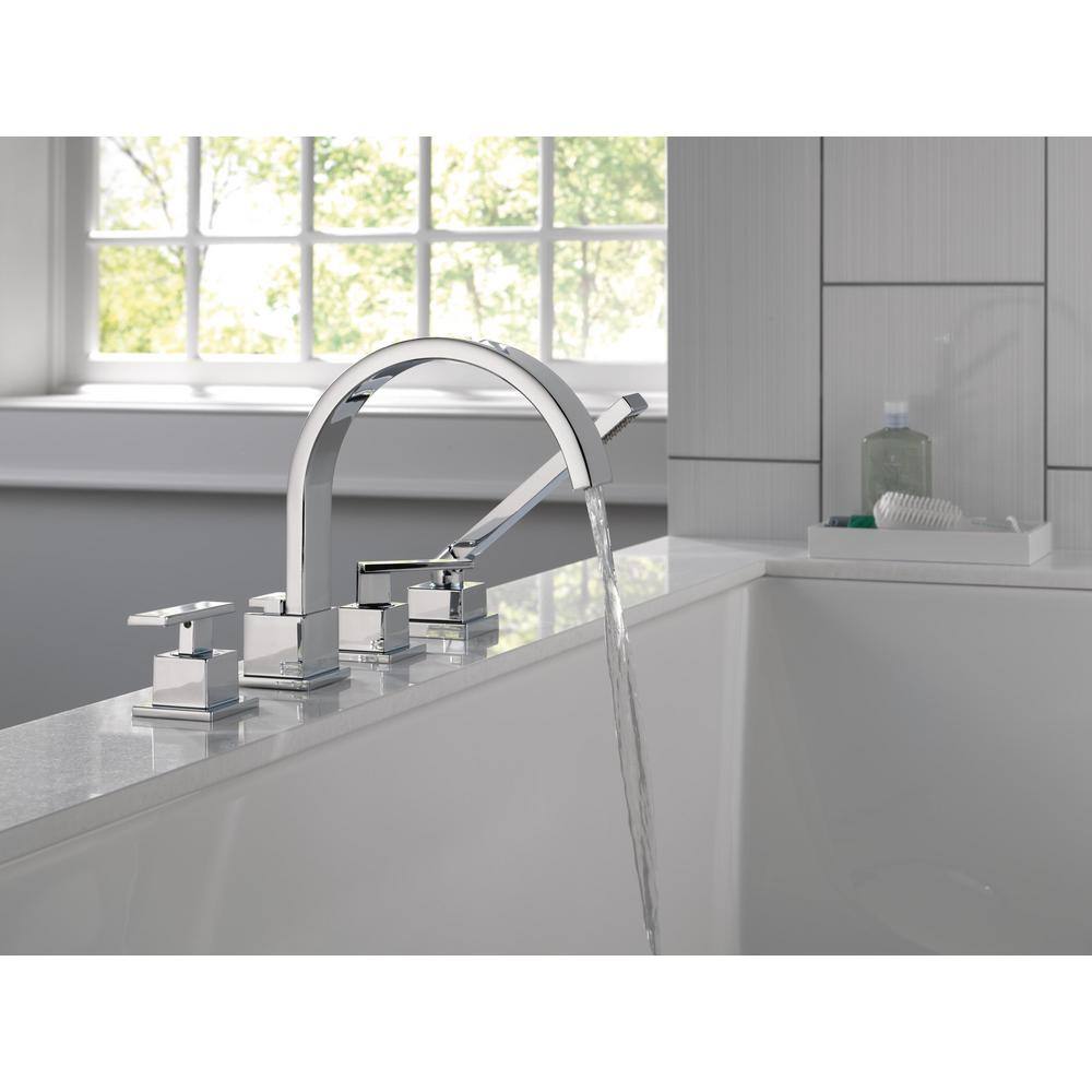 Delta Vero 2-Handle Deck-Mount Roman Tub Faucet with Hand Shower Trim Kit Only in Chrome (Valve Not Included)