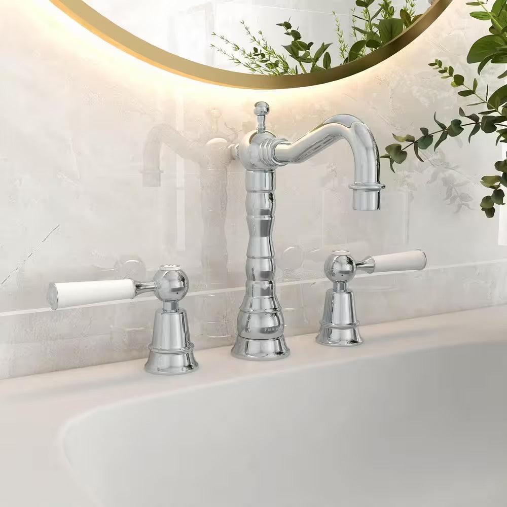 Pia Ricco 8 in. Widespread 2-Handle Bathroom Sink Faucet with Drain Assembly in Chrome