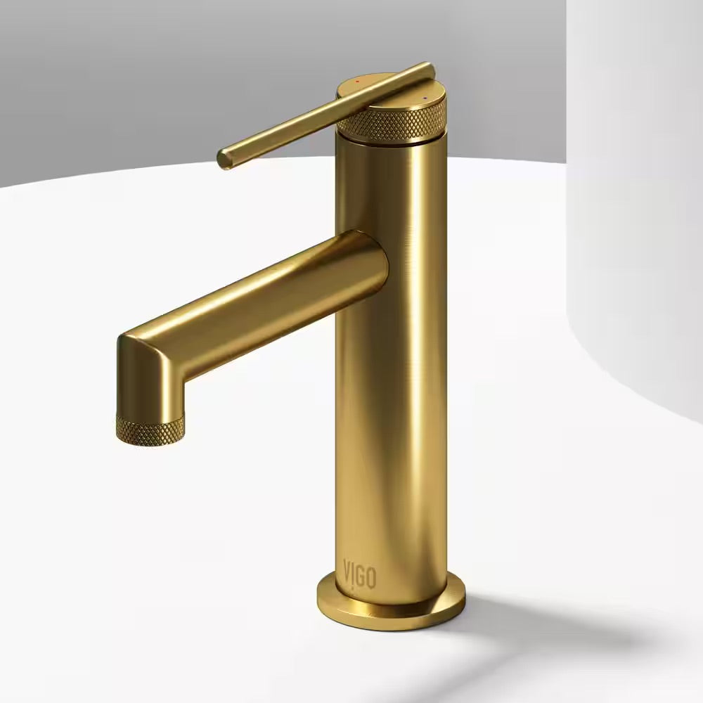 VIGO Sterling Single Handle Single-Hole Bathroom Faucet in Matte Brushed Gold