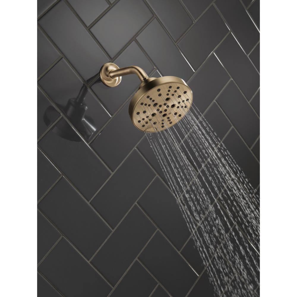 Delta Pivotal 5-Spray Patterns 1.75 GPM 6 in. Wall Mount Fixed Shower Head with H2Okinetic in Lumicoat Champagne Bronze