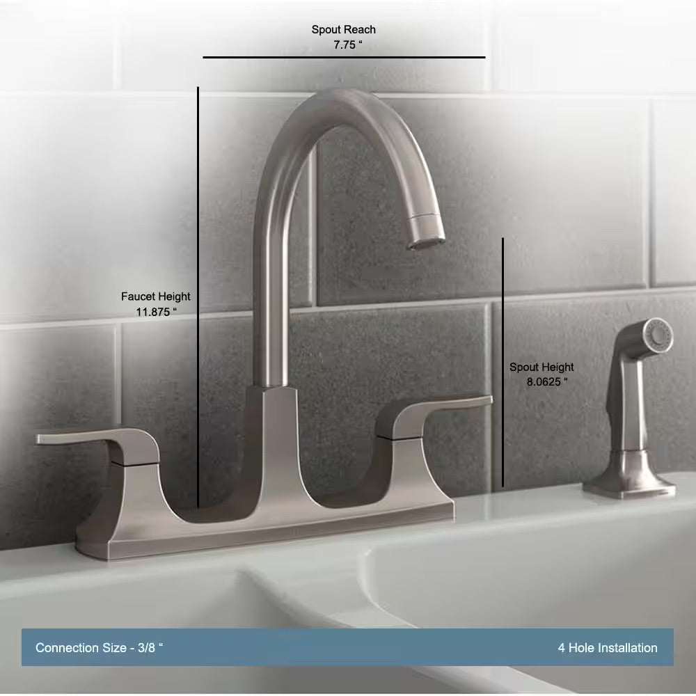 KOHLER Rubicon 2Handle Standard Kitchen Faucet with Sidespray in