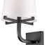 Globe Electric Wright 1-Light Bronze Plug-In or Hardwire Wall Sconce with White Fabric Shade and 6 ft. Cord