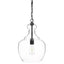 Home Decorators Collection Bakerston 1-Light Matte Black Hanging Pendant with Clear Glass Shade