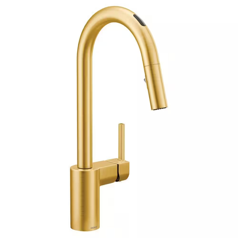 MOEN Align Single-Handle Smart Touchless Pull Down Sprayer Kitchen Faucet with Voice Control and Power Clean in Brushed Gold