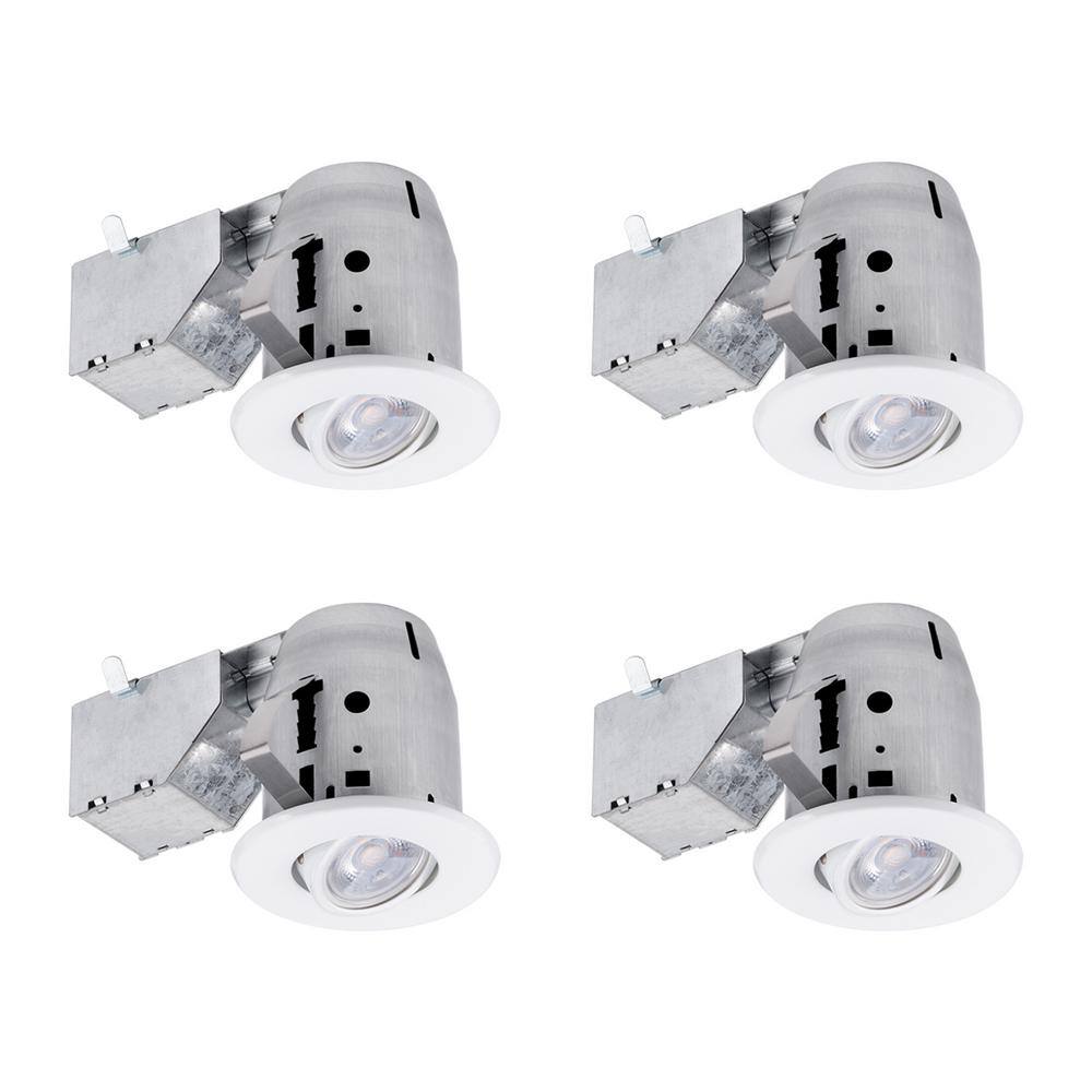Globe Electric 3 in. White IC Rated Dimmable Recessed Lighting Kit, LED Bulbs Included (4-Pack)