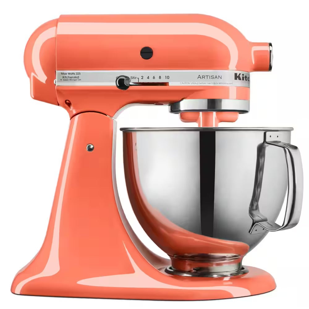KitchenAid Artisan 5 qt. 10-Speed Bird of Paradise Stand Mixer With Flat Beater, Wire Whip and Dough Hook Attachments