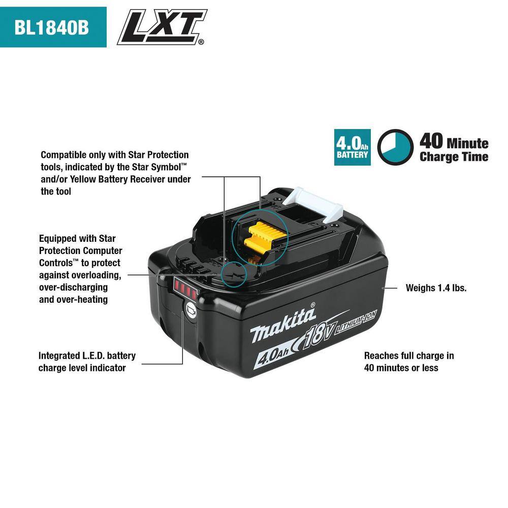 Makita 18-Volt LXT Lithium-ion Compact Handheld Brushless Cordless 3-Speed Vacuum Kit, with bonus 18V 4.0Ah LXT Battery