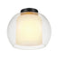 Globe Electric Aura 12 in. 1-Light Bronze Semi-Flush Mount with Clear Glass Outer Shade and Frosted Glass Inner Shade