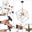 LNC Black Sputnik Candlestick Island Chandelier, Linear Square Modern Industrial 6-Light Gold Nested Cage Pendant Light