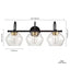 Globe Electric Harrow 26.3 in. 3-Light Dark Bronze Vanity Light with Antique Brass Accents and Clear Glass Shades