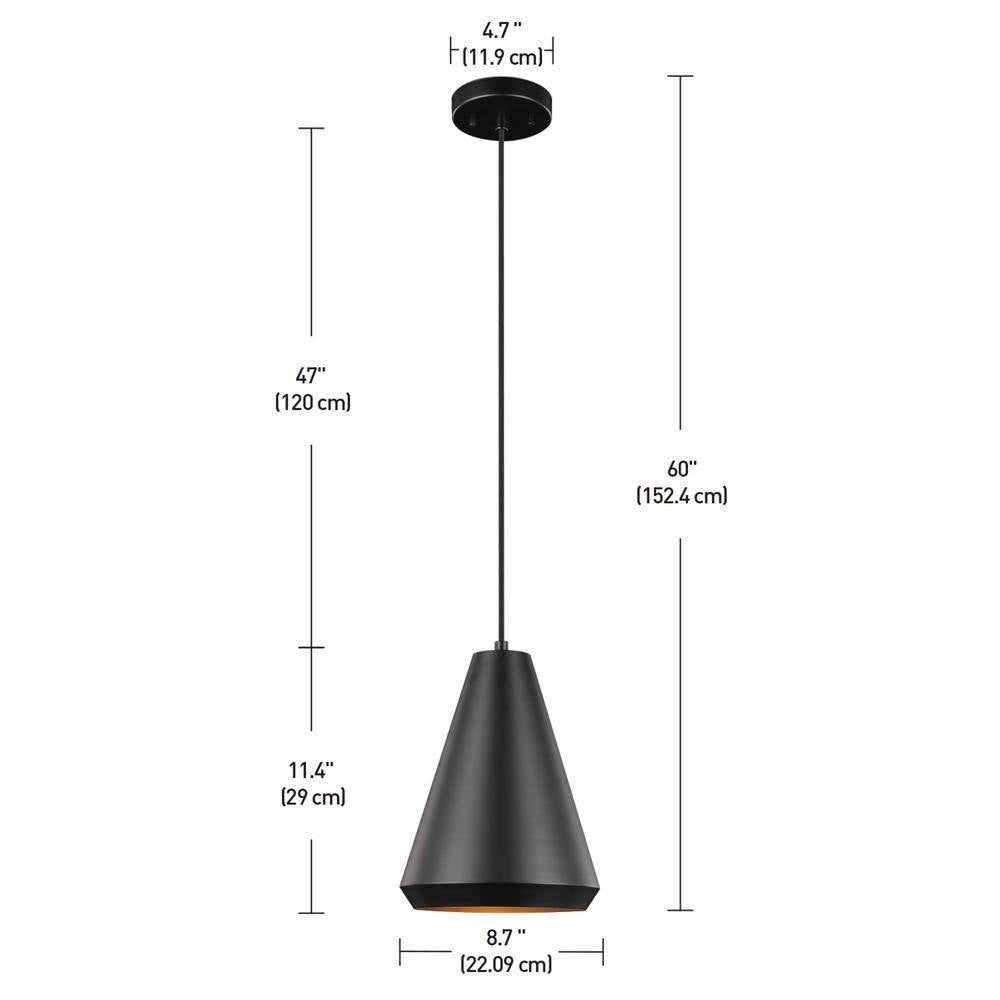 Globe Electric Harvey 1-Light Matte Black Pendant Lighting