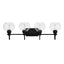 Home Decorators Collection Halyn 31.375 in. 4-Light Matte Black Bathroom Vanity Light with Clear Glass Shades