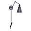 Hampton Bay 1-Light Black Plug-In or Hardwired Swing Arm Wall Lamp with 6 ft. Fabric Cord (Title 20)