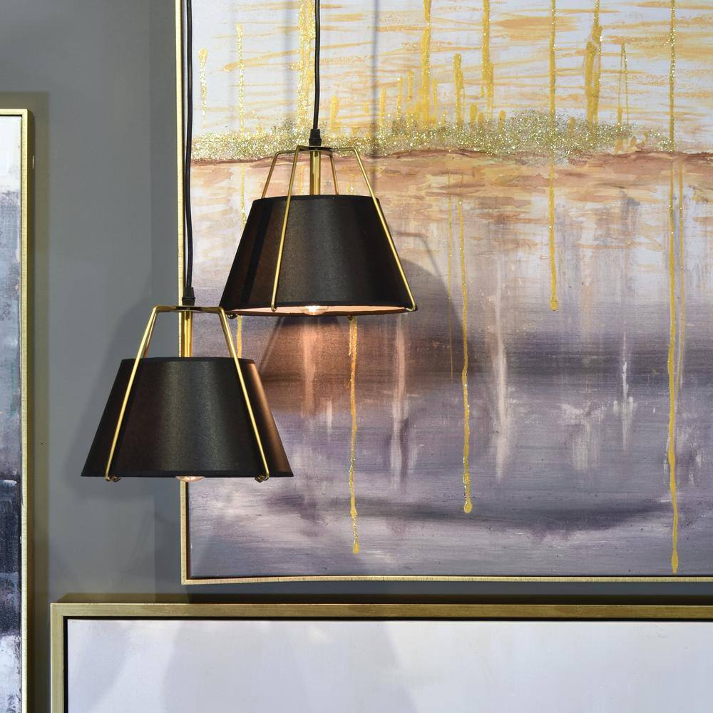 Yosemite Home Decor Mira 1-Light Matte Gold Modern Pendant with Black Shade