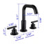 UKISHIRO Double Handle Three Hole Widespread Brass Rotatable Bathroom Faucet in Black