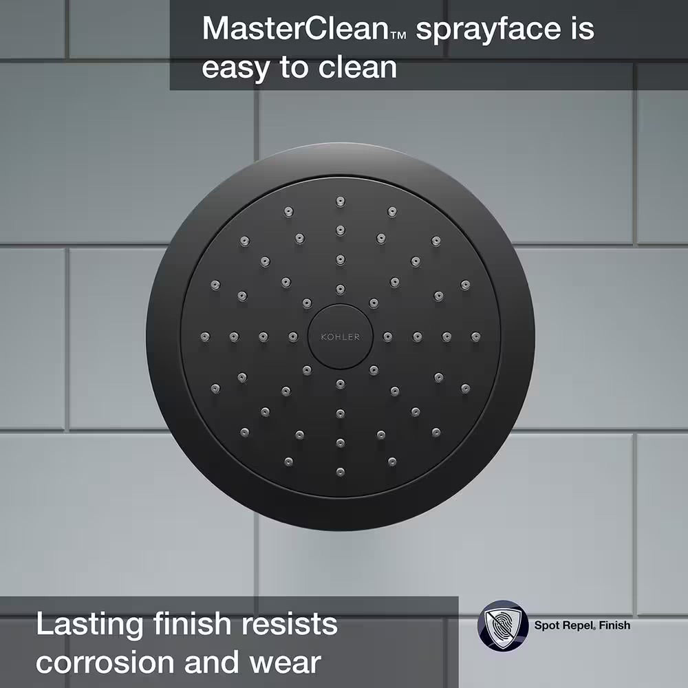 KOHLER Forte 1-Spray Patterns 5.5 in. Single Wall Mount Fixed Shower Head in Matte Black