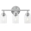 Merra 17 in. 3-Light Modern Brushed Nickel Vanity-Light with Clear Glass Shade
