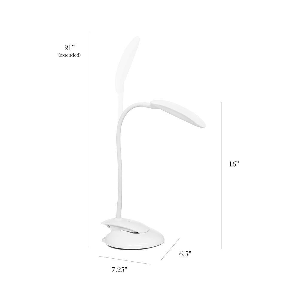 Simple Designs 21.5 in. Rounded White Flexi LED Clip Light Desk Lamp 7 Watt Equivalent Incandescent