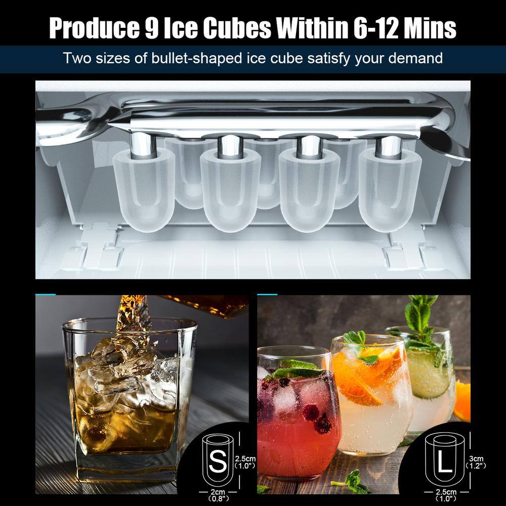 Costway 10 in. 36 lbs/24 Hours Portable 2 in. 1 Ice Maker Water Dispenser LCD Display in Black