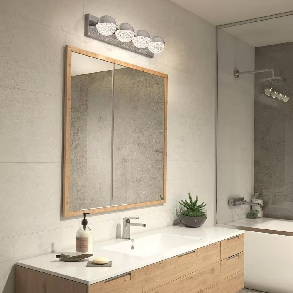 Artika Carat 27 in. 4-Light Integrated LED Chrome Modern Bath Vanity Light Bar Wall Fixture for Bathroom Mirror with Diffuser