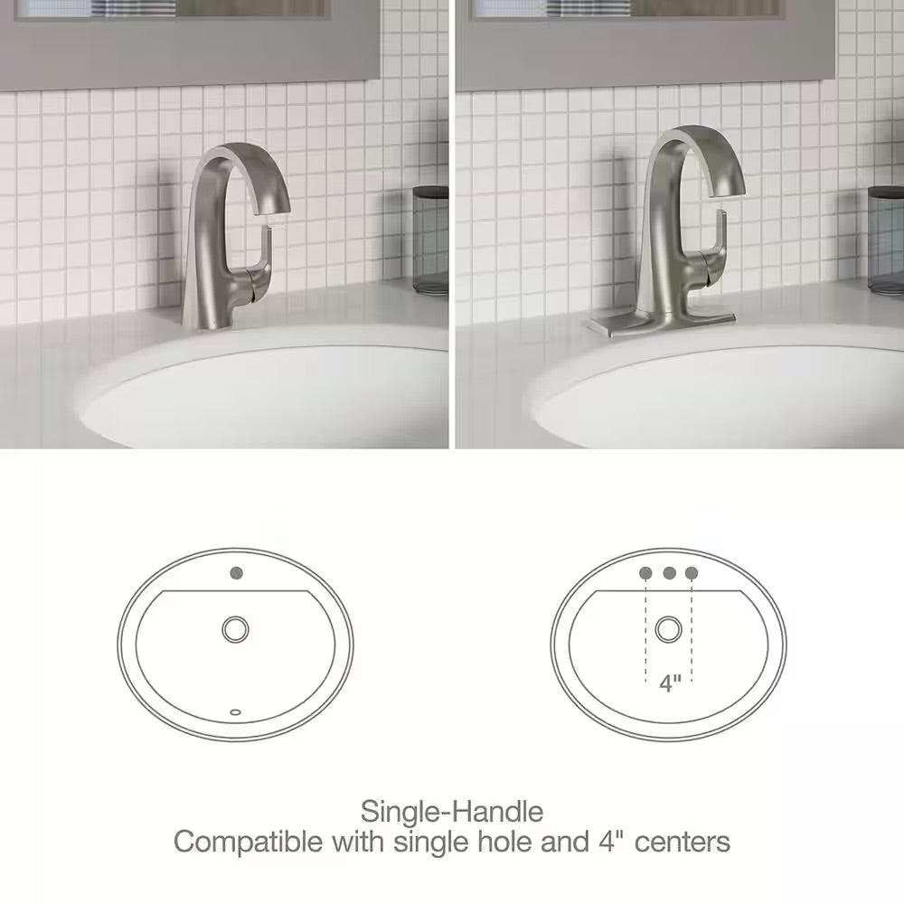KOHLER Cursiva Single Hole Single-Handle Bathroom Faucet in Vibrant Brushed Nickel