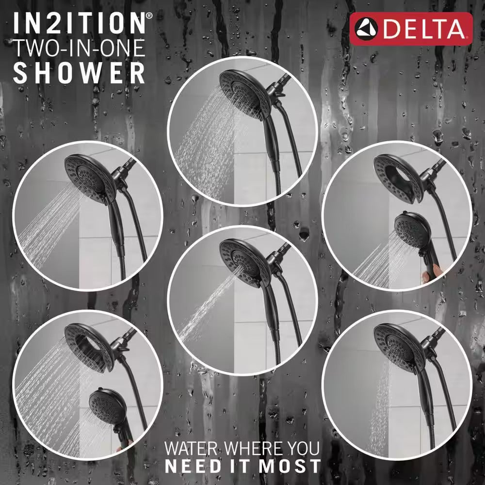 Delta In2ition 5-Spray Patterns 1.75 GPM 6.81 in. Wall Mount Dual Shower Heads in Matte Black