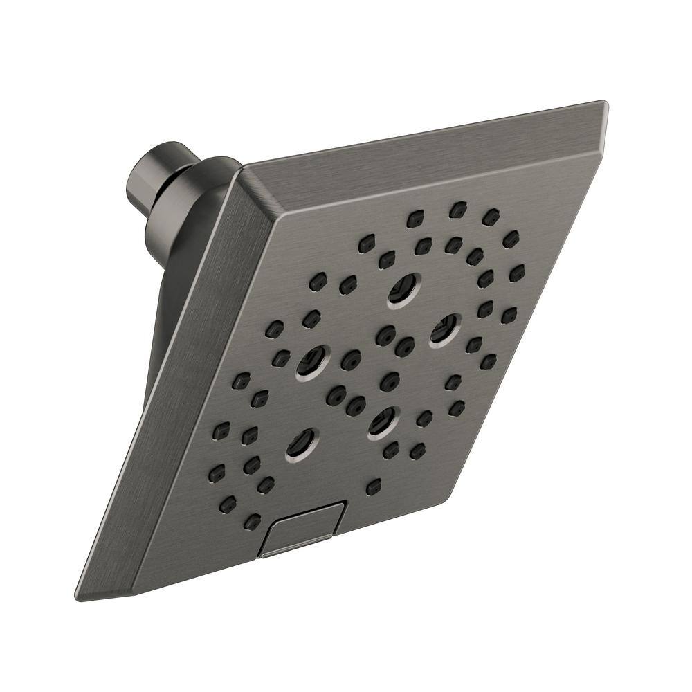 Delta 5-Spray Patterns 1.75 GPM 5.81 in. Wall Mount Fixed Shower Head with H2Okinetic in Lumicoat Black Stainless