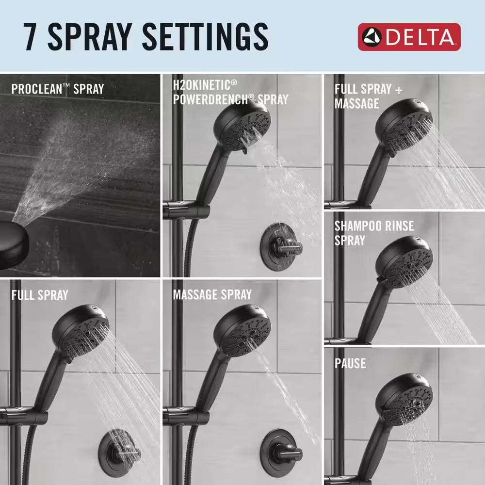 Delta 7-Spray Patterns 4.5 in. Wall Mount Handheld Shower Head 1.75 GPM with Slide Bar and Cleaning Spray in Venetian Bronze