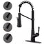 ELLO&ALLO Single Handle Pull Down Sprayer Kitchen Faucet with Deckplate Included and 4 Spray in Matte Black