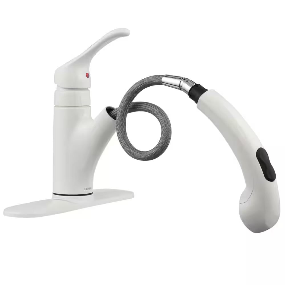 MOEN Renzo SingleHandle PullOut Sprayer Kitchen Faucet in Glacier