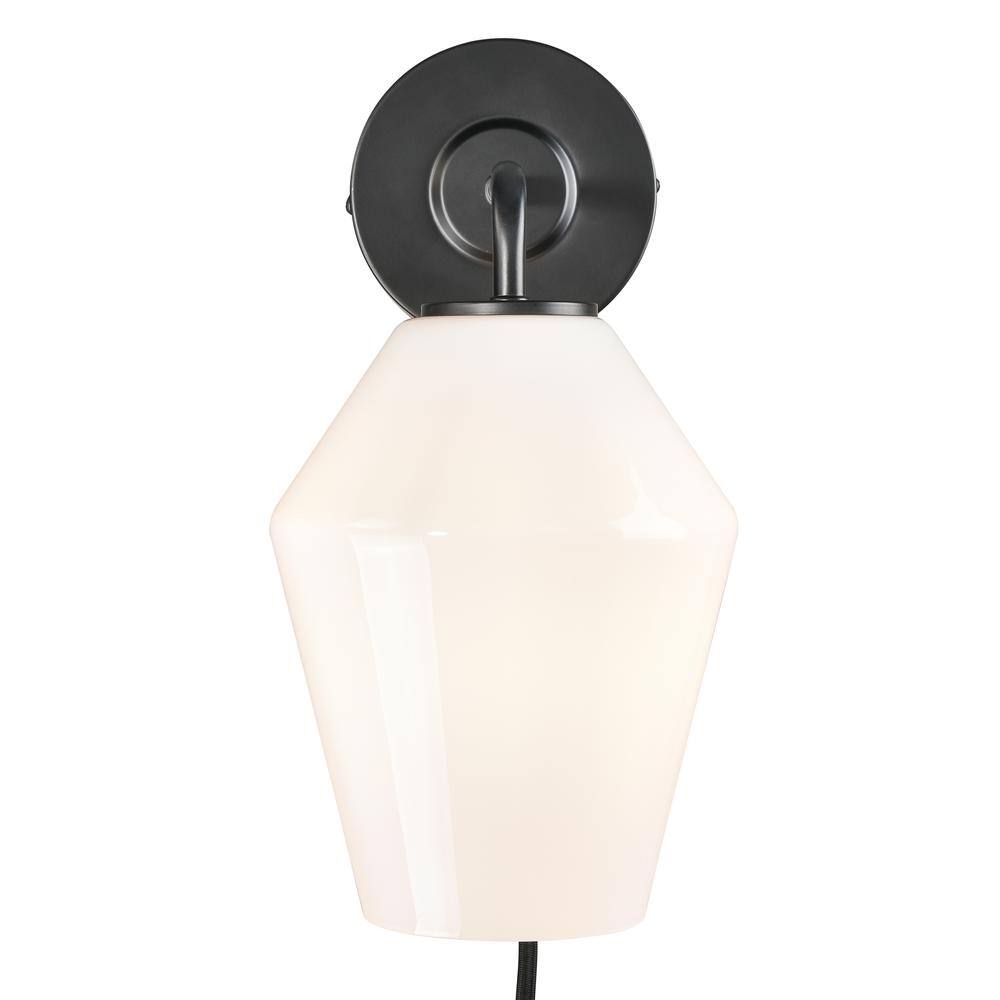 Light Society Clare 4.7 in. Black/Opal Plug-In Wall Sconce
