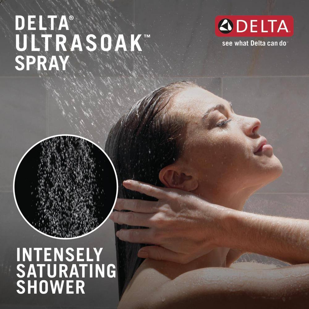 Delta 1-Spray Patterns 1.75 GPM 12 in. Wall Mount Fixed Shower Head with H2Okinetic in Matte Black