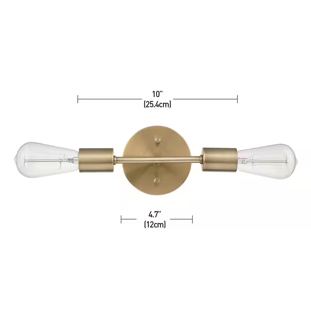 Globe Electric Alexandria 2-Light Matte Brass Reversible Vanity Light