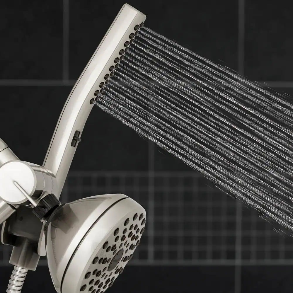 Waterpik 12-spray 5 in. High PressureDual Shower Head and Handheld Shower Head in Brushed Nickel
