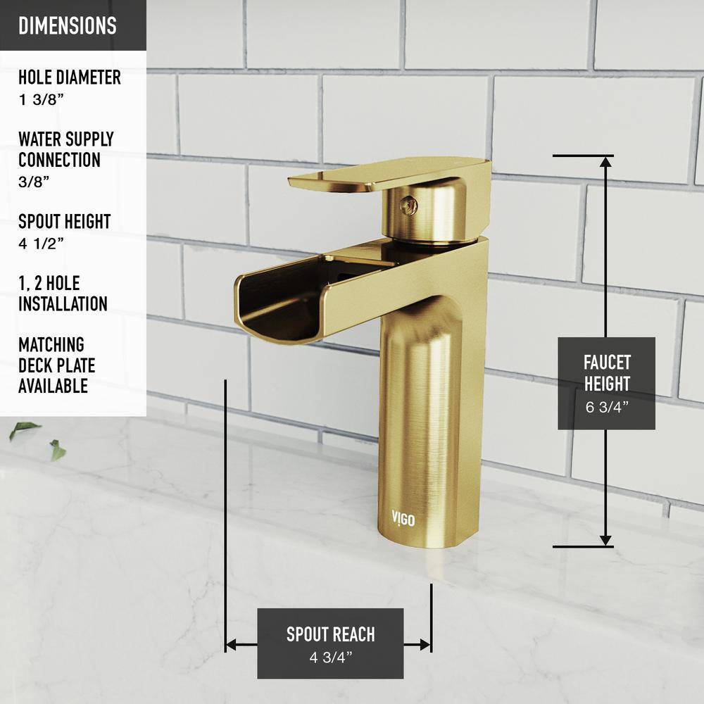 VIGO Ileana Single Handle Single-Hole Bathroom Faucet in Matte Brushed Gold