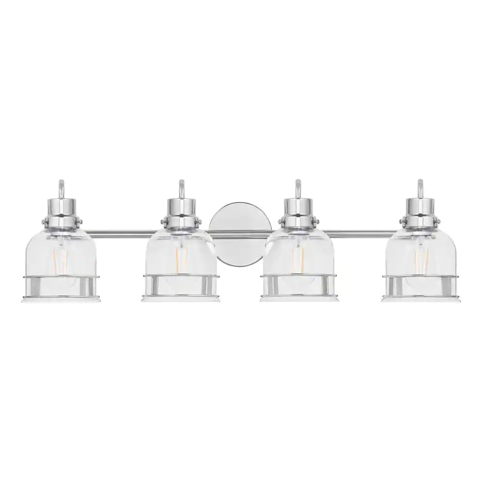 Home Decorators Collection Willow Springs 31.25 in. 4-Light Chrome Bathroom Vanity Light with Clear Glass Shade