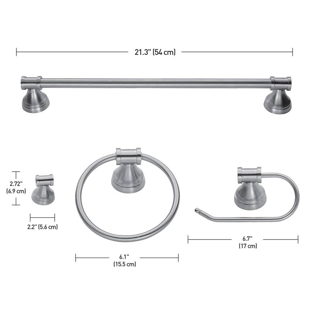 Globe Electric Nate 3-Light Brushed Steel Vanity Light With Clear Glass Shades and Bath Set