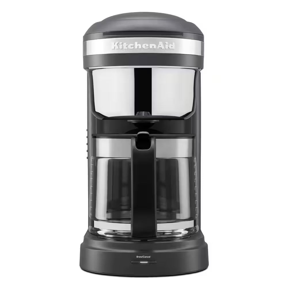 KitchenAid 12-Cup Drip Grey Coffee Maker with Spiral Showerhead Matte Charcoal