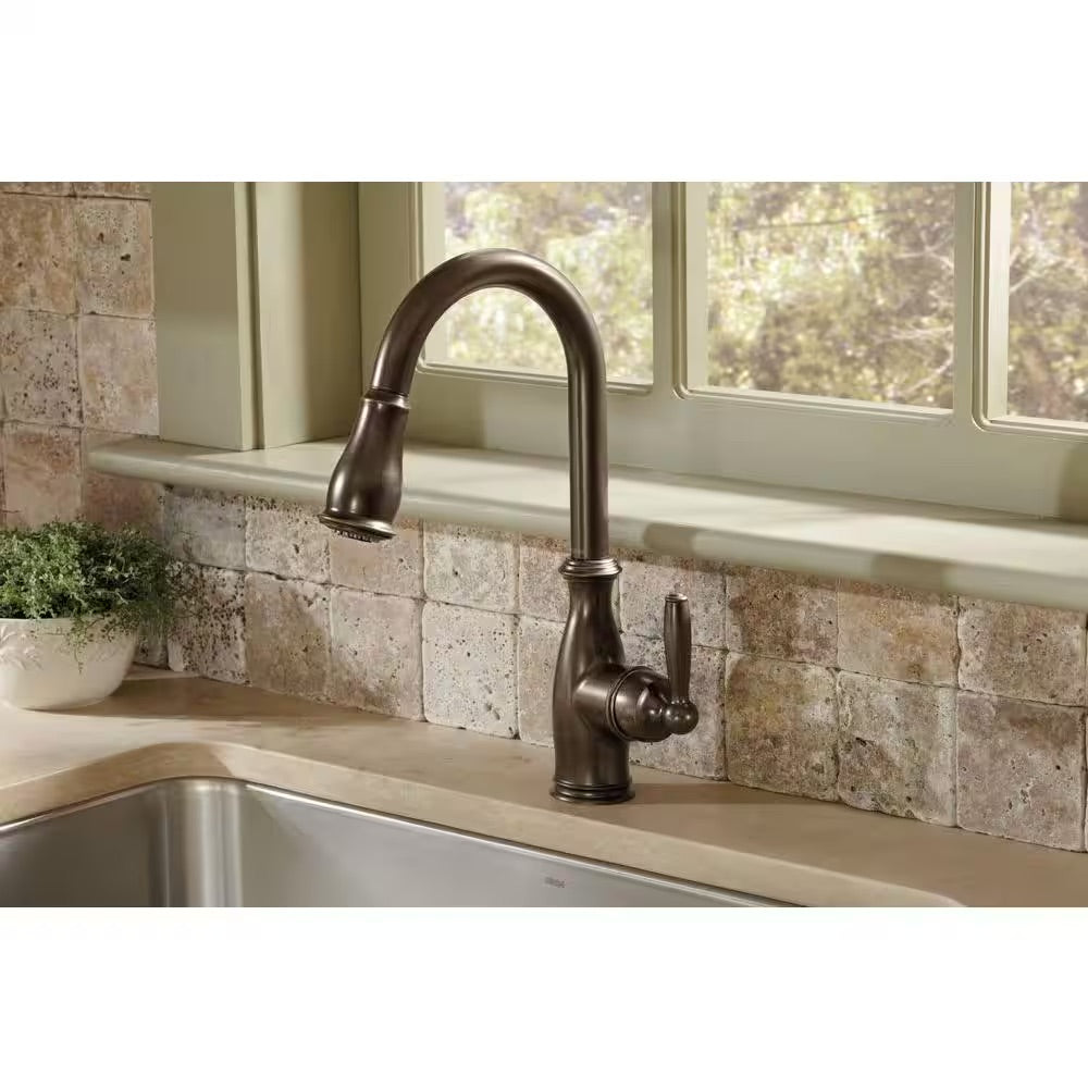 MOEN Brantford Single-Handle Pull-Down Sprayer Kitchen Faucet with Reflex and Power Boost in Oil Rubbed Bronze