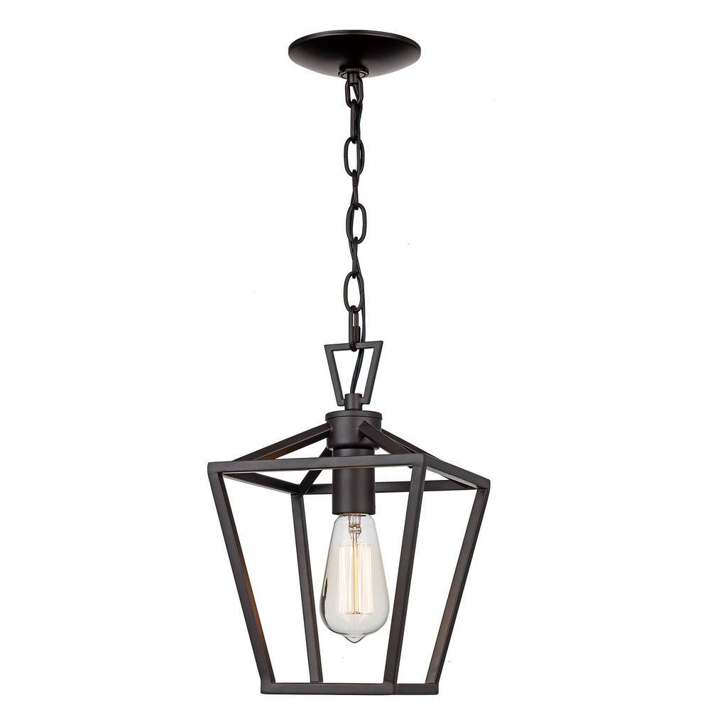 Bel Air Lighting Lacey 1-Light Oil Rubbed Bronze Hanging Mini Kitchen Pendant Light with Metal Shade