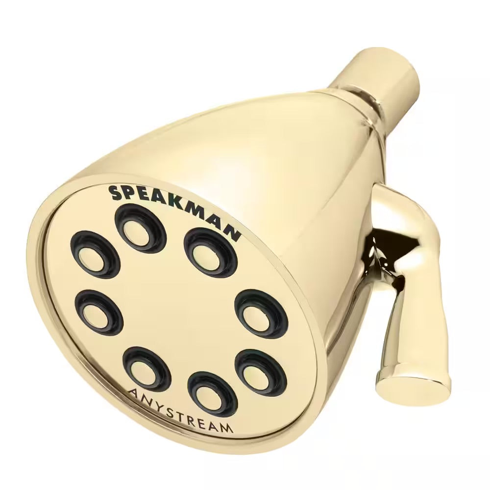 Speakman 3-Spray 3.6 in. Single Wall MountHigh Pressure Fixed Adjustable Shower Head in Polished Brass
