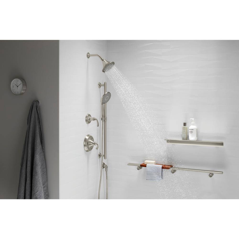 KOHLER Fort Rite-Temp 1-Handle Wall-Mount Tub and Shower Faucet Trim Kit in Vibrant Brushed Nickel (Valve not included)