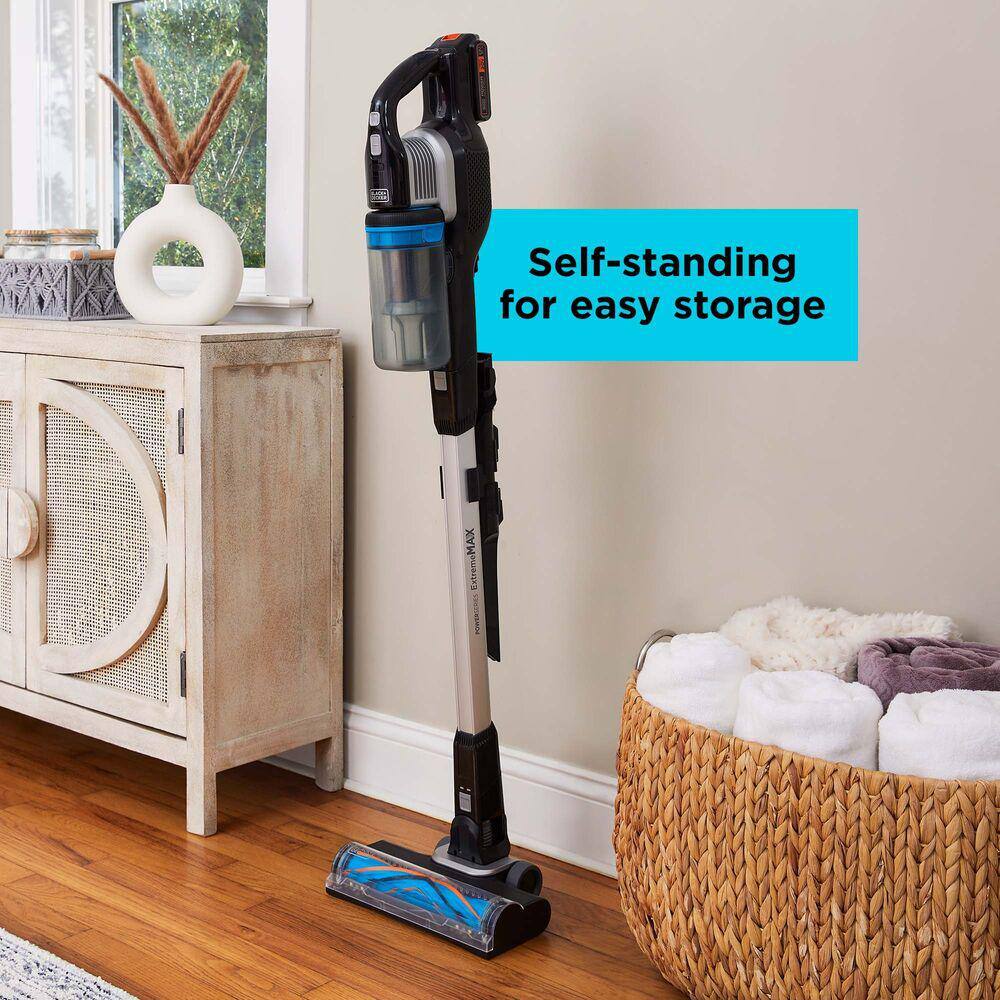 BLACK+DECKER POWERSERIES Extreme 20V MAX Bagless Cordless Washable Filter Multi-Surface Black Stick Vacuum with 5.0Ah Battery