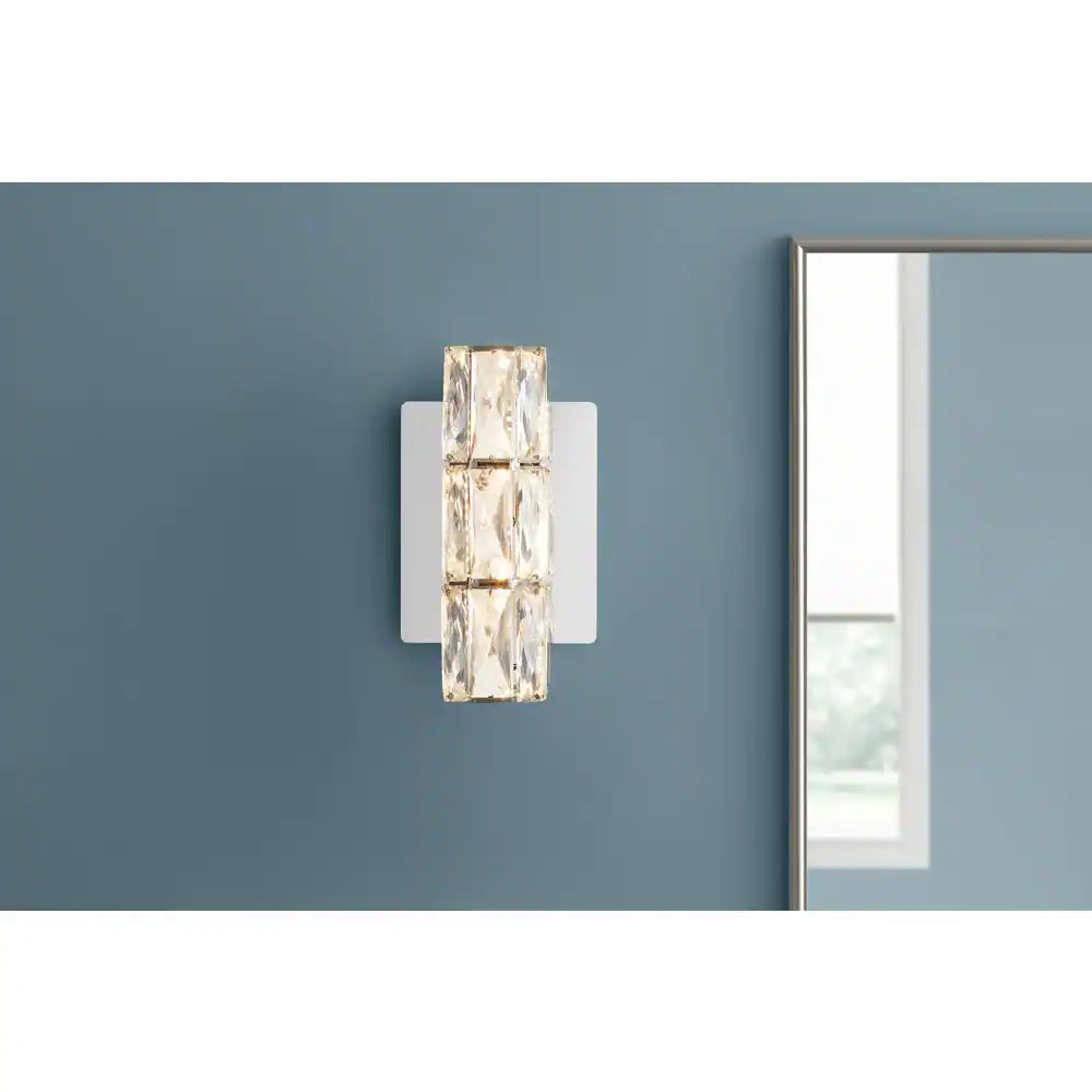 Home Decorators Collection Keighley Chrome Integrated LED Crystal Wall Sconce Light Fixture