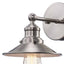 Hampton Bay Glenhurst 1-Light Brushed Nickel Indoor Industrial Farmhouse Wall Sconce Light Fixture with Metal Shade