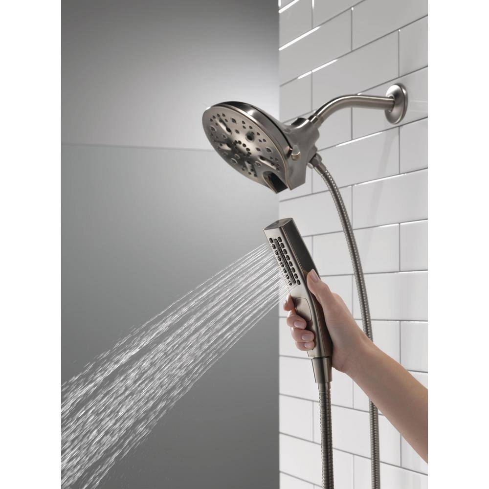 Delta In2ition 5-Spray Patterns 2.5 GPM 6.25 in. Wall Mount Dual Shower Heads in Lumicoat Black Stainless