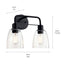 KICHLER Meller 15 in. 2-Light Black Bathroom Vanity Light with Clear Glass
